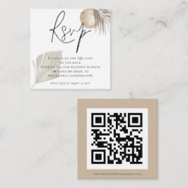 Boho Pampas Grass QR Code Wedding RSVP Begleitkarte