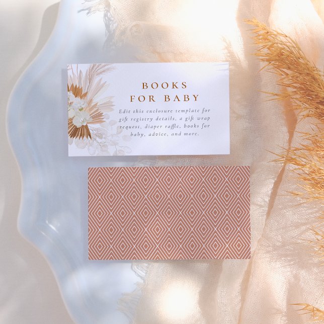 Boho Pampas Grass Rose Girl Baby Dusche Begleitkarte (Von Creator hochgeladen)