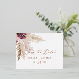 Boho Pampas Grass | Rose Gold Foil Save the Date Folie Einladungspostkarte