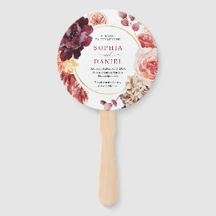 Boho Pampas Grass Round Gold Wedding Program Fan Fächer