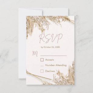 Boho Pampas Grass RSVP Card   Neutralbeigenrot Karte
