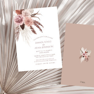 Boho Pampas Grass Rustic Terracotta Wedding Einladung