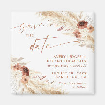 Boho Pampas Grass Save the Date Magnet
