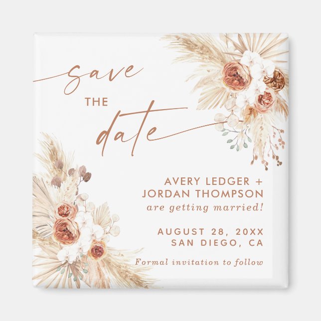 Boho Pampas Grass Save the Date Magnet (Vorne)