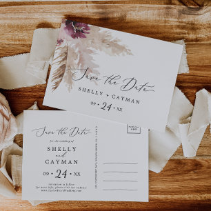 Boho Pampas Grass Save the Date Postkarte