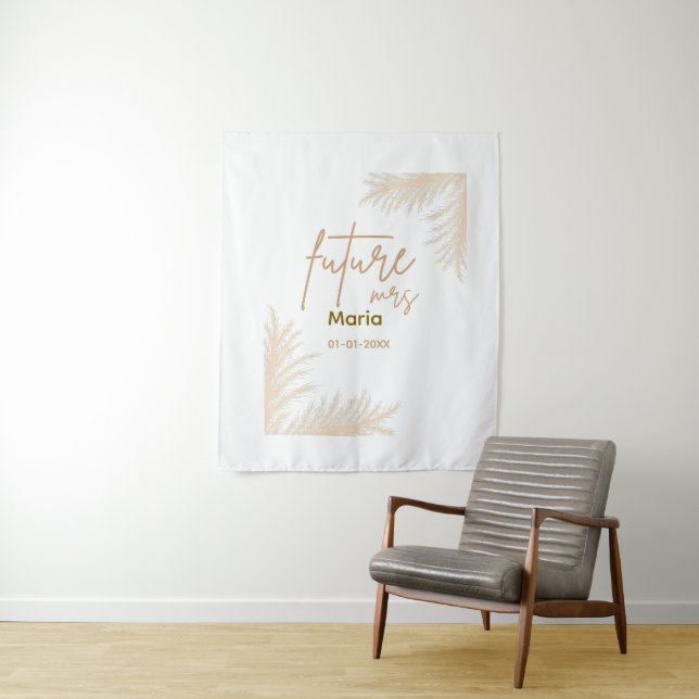Boho Pampas Grass Terracotta Brautparty Wandteppich (Beispiel)
