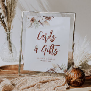 boho pampas grass terracotta cards and gifts sign poster