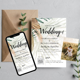 Boho Pampas Grass Terracotta Foto Wedding Einladung