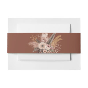 Boho Pampas Grass Terracotta Foto Wedding Einladungsbanderole