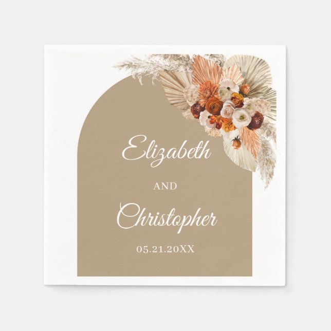 Boho pampas grass terracotta verbrannte orange Hoc Serviette (Vorderseite)