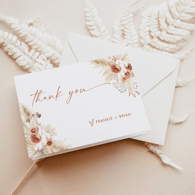 Boho Pampas Grass Thank You Card  Karte (Von Creator hochgeladen)