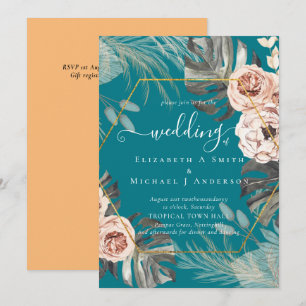 BOHO PAMPAS GRASS TROPICAL Wedding Einladung