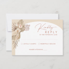 Boho Pampas Grass UAWG Reply Card RSVP Karte