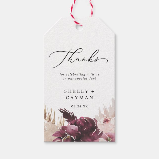 Boho Pampas Grass Vielen Dank Geschenkanhänger (Vorderseite)