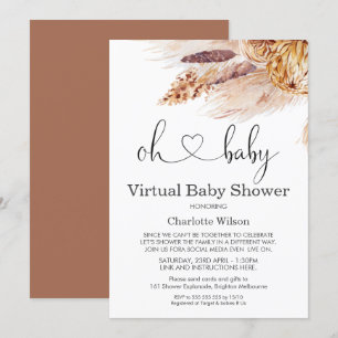 Boho Pampas Grass Virtual Baby Dusche Einladung