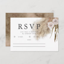 Boho Pampas Grass Watercolor Wedding RSVP