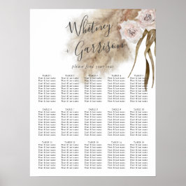 Boho Pampas Grass Wedding Chart Poster