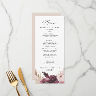 Boho Pampas Grass Wedding Dinner Menu Menükarte