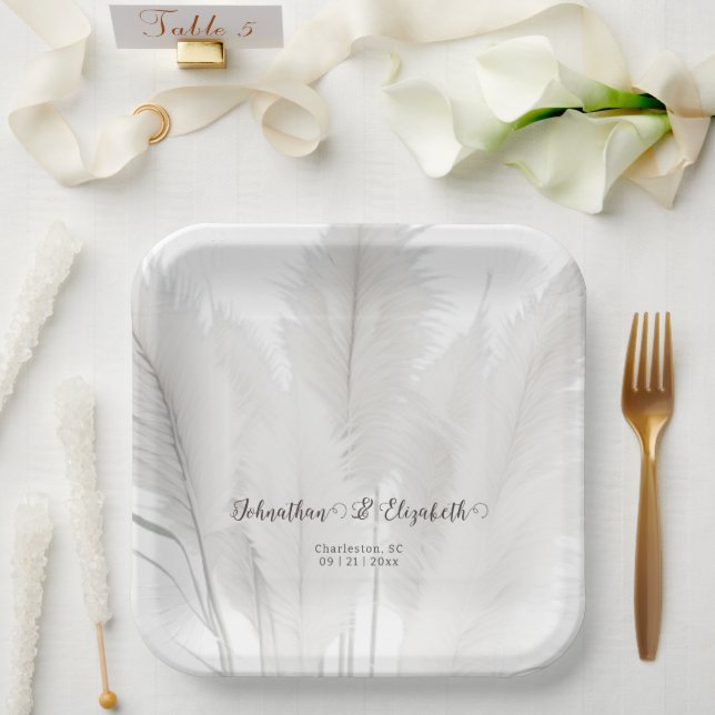 Boho Pampas Grass Wedding Pappteller (Hochzeit)