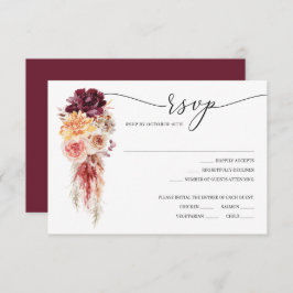 Boho Pampas Grass Wedding RSVP Card Einladung