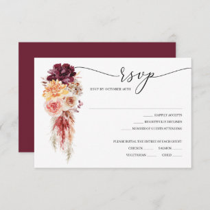 Boho Pampas Grass Wedding RSVP Card Einladung