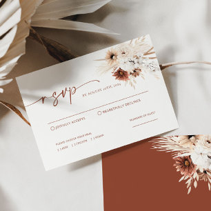 Boho Pampas Grass Wedding RSVP Card Mitteilungskarte