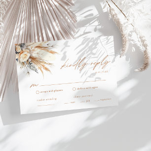 Boho Pampas Grass Wedding RSVP Enclosure Card Einladung