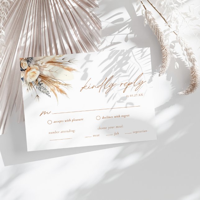 Boho Pampas Grass Wedding RSVP Enclosure Card Einladung (Von Creator hochgeladen)