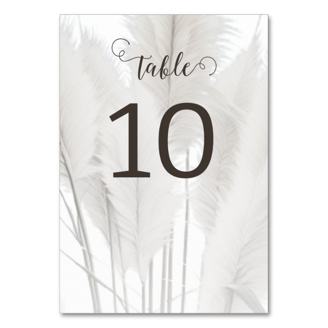 Boho Pampas Grass Wedding Tischnummer (Vorderseite)