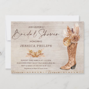 Boho Pampas Grass Western Boot Brautparty Einladung
