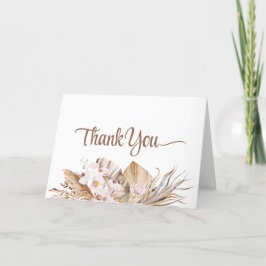 Boho Pampas Grass White Orchid Wedding Dankeskarte