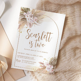 Boho Pampas Grass Wüste Geburtstag Beige Einladung