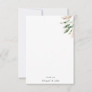 Boho Pampas & Greenery Minimalistisch Personalisie Dankeskarte