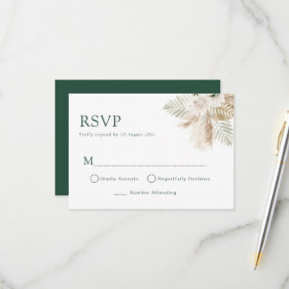 Boho-Pampas-Grün-Hochzeits-RSVP-Karte RSVP Karte