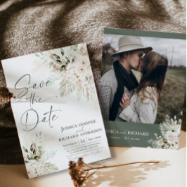 Boho Pampas Grünpflanzen Florale Save-the-Date-Kar Save The Date