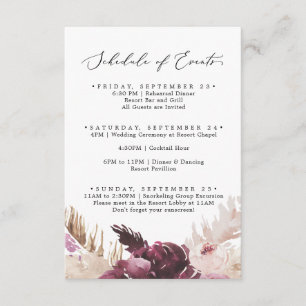 Boho Pampas Hochzeitswochenende Veranstaltungskale Begleitkarte