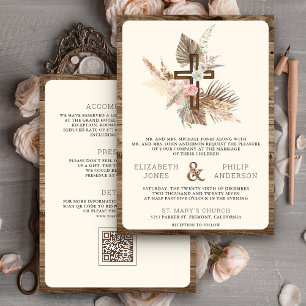 Boho Pampas Holz Kreuz Katholische Hochzeit Alles Einladung