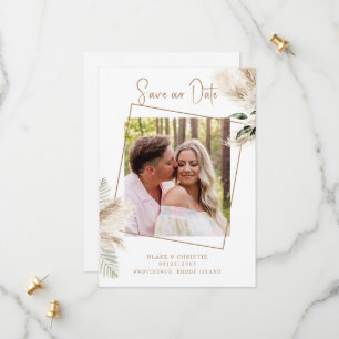Boho-Pampas-Laub-Hochzeitsfoto Save The Date