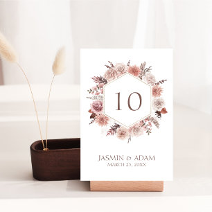 Boho Pampas Neutral Floral Wedding Tischnummer