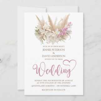 Boho Pampas & Orchid Wedding Foil