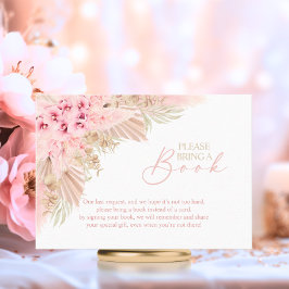 Boho Pampas Pink Neutral bringen ein Buch Baby Dus Begleitkarte
