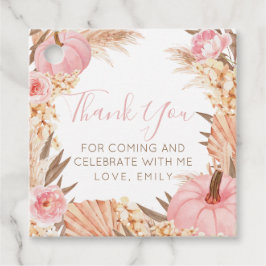 Boho Pampas Pink Pumpkin Bridal Shower Favor etiqu Geschenkanhänger
