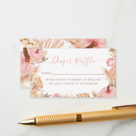 Boho Pampas Pink Pumpkin diaper raffle Begleitkarte