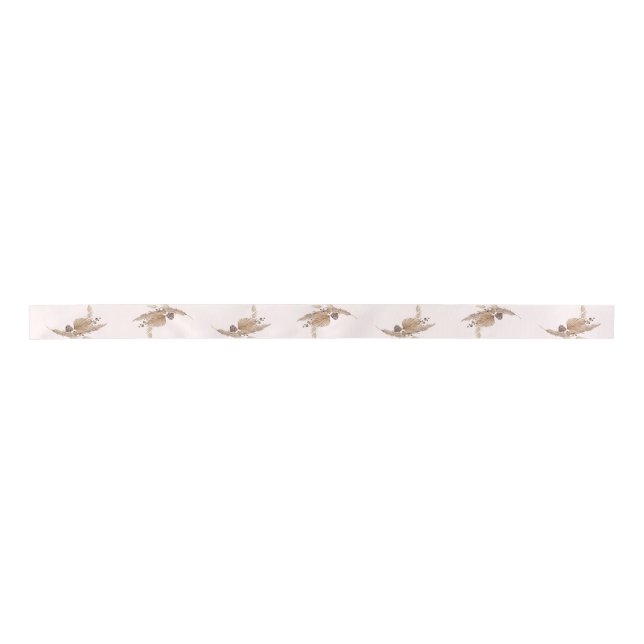 Boho Pampas Pink Ribbon Satinband (Vorderseite)