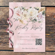 Boho Pampas & Pink Roses Wedding QR Code