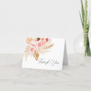Boho Pampas rosa Blütendusche Dankeskarte