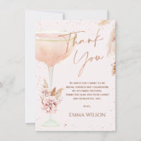 Boho Pampas Rose Gold Brautparty Danke Karte