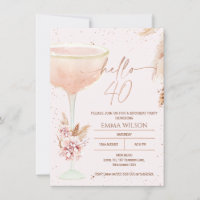 Boho Pampas Rose Gold Hallo 40 Geburtstag
