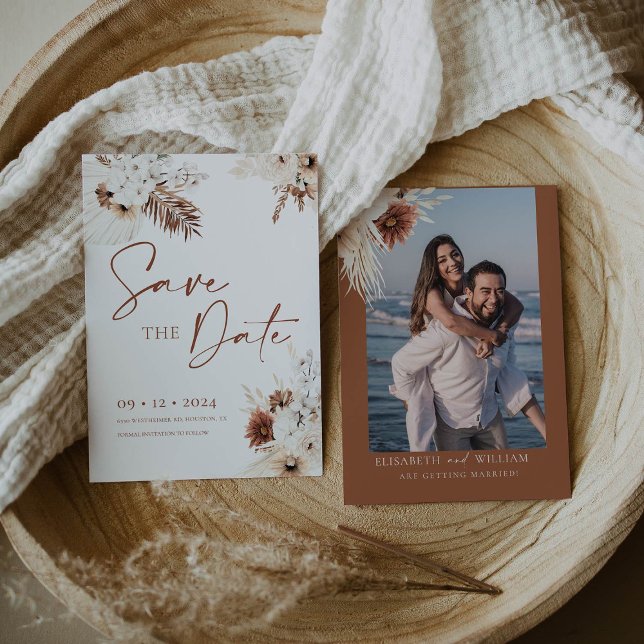 Boho Pampas Save the Date Einladung (Von Creator hochgeladen)