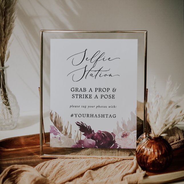 Boho Pampas Selfie Station Wedding Hashtag Sign Poster (Von Creator hochgeladen)